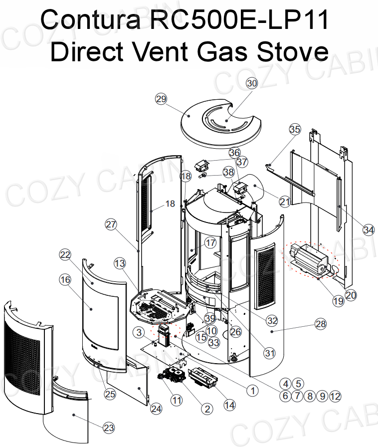 Contura Direct Vent LP Gas Stove (RC500E-LP11) #RC500E-LP11